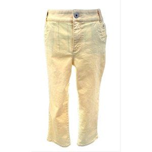 CHICO'S Platinum Ultimate Fit Denim Crop Pants in Light Yellow SIZE 8 Pre Owned
